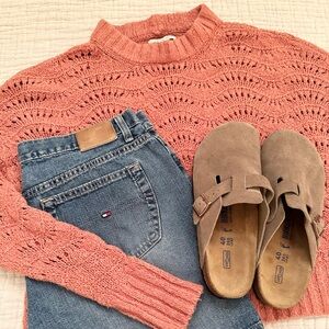 American Eagle Outfitters Women's Crewneck Knit Sweater in Warm Coral Size M